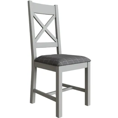 HOP Dining Grey Crossback Chair with Fabric Seat in Check Grey