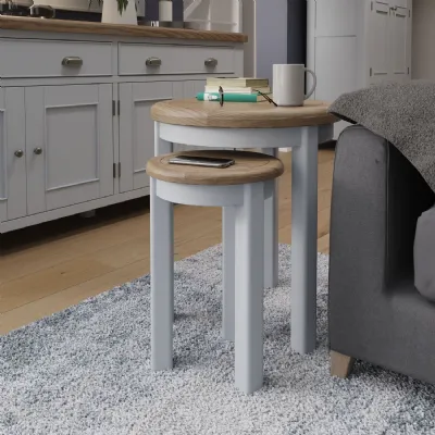HOP Dining Grey Round Nest of 2 Tables