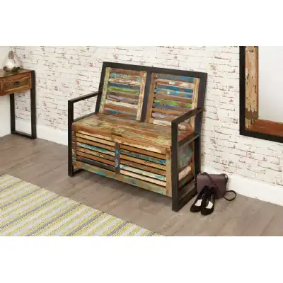 Shoe Storage Monks Bench Rustic Painted With Lid