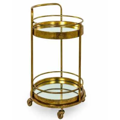 Gold Small Round Drinks Trolley