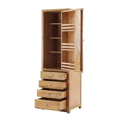 Handmade Oak Kitchens Right 1 Door 4 Drawer Tall Larder Cabinet With soft close dr