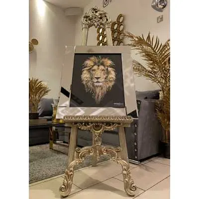 Lionhead Gold On Black Wall Art Mirror Frame