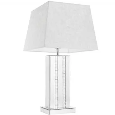 Crystal Striped Clear Mirror Lamp Silver Shade