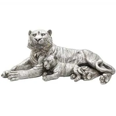 Silver Art Tiger With Cub