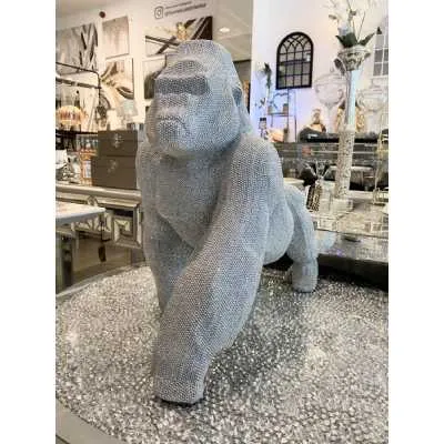 Diamante Silver Art Large Gorilla Statue