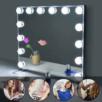 Hollywood Style Make Up Mirror 14 LED Bulbs Silver