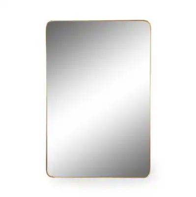 Large Gold Rectangular Thin Metal Wall Mirror