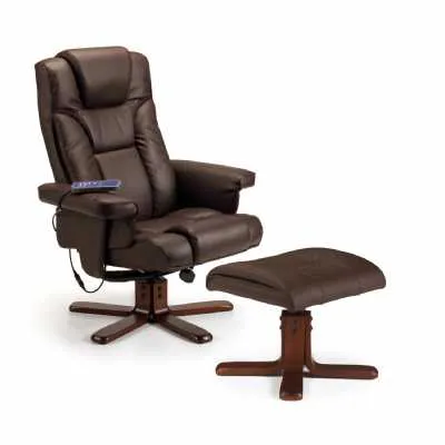 Malmo Massage Recliner And Stool Brown