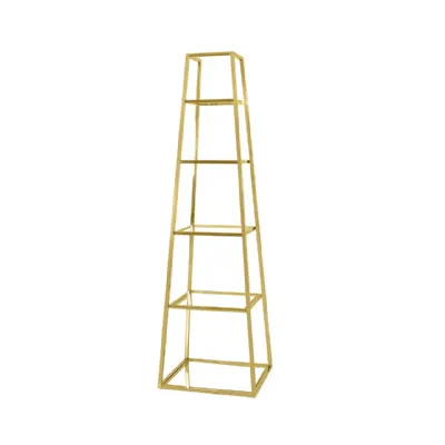 Logan 200cm Gold And Clear Glass 5 Tiered Ladder Display Unit