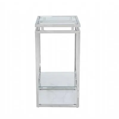 Monroe Glass And Stainless Steel Small Plant Stand Large