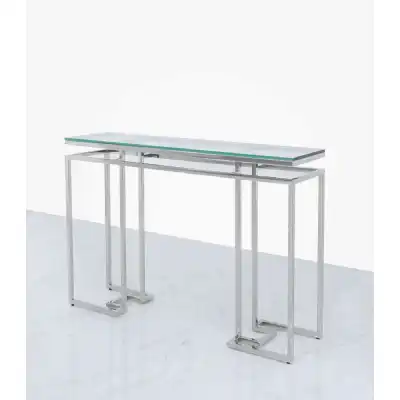 Monroe Glass And Stainless Steel Console Table