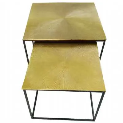 Luxe Mali Set of 2 Black and Gold Nesting Tables