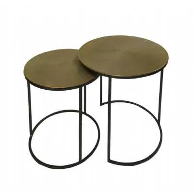 Luxe Sunil Set of 2 Black and Gold Nesting Tables