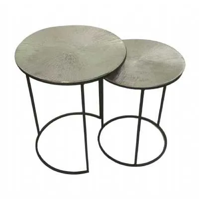 Luxe Sunil Set of 2 Black and Nickel Nesting Tables