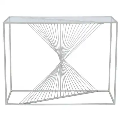 Lisa Silver Metal Glass Console Table
