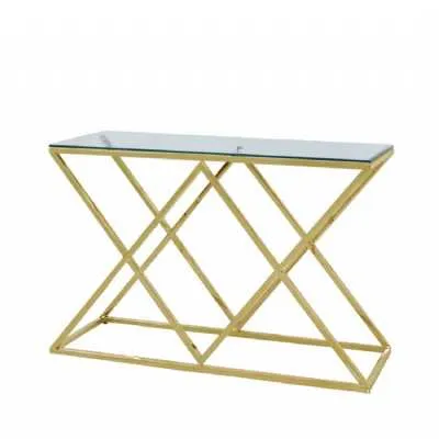 Rect Glass Imperial Gold Console Table