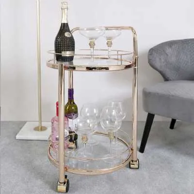 Harry Rosegold Metal And Clear Glass Drinks Trolley