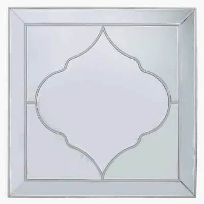 Morocco Square Wall Mirror Silver 100cm
