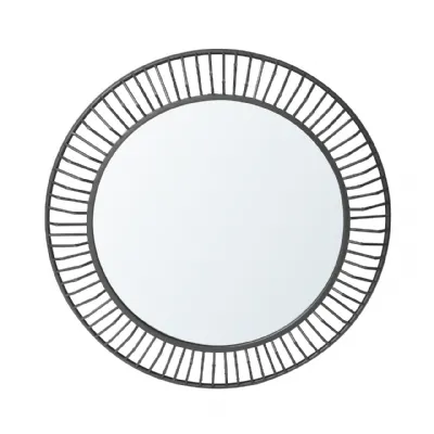 81. 3cm Grey Gunmetal Round Wall Mirror