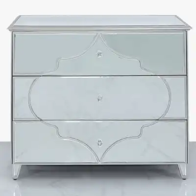 Morocco Mirror 3 Drawer Chest Silver