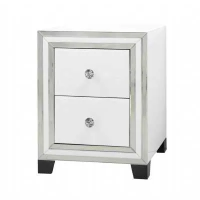 White Mitcham Mirror 2 Drawer Bedside Cabinet