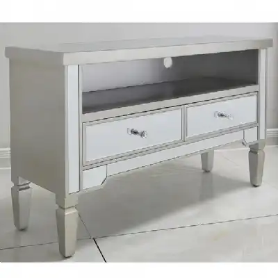 Champagne Mirrored Glass 2 Drawer TV Cabinet 100cm Wide