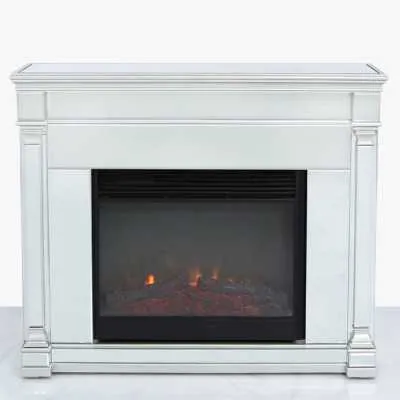 Pollo Mirror Fireplace With Electric Fire Silver