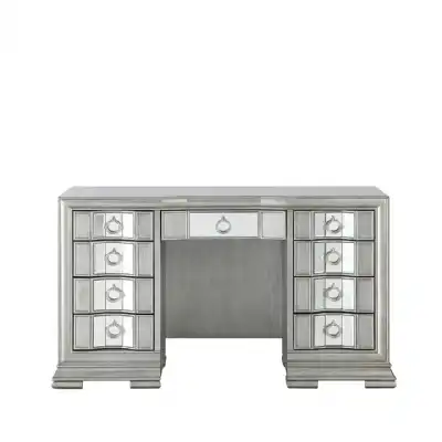 Mirrored Grey 9 Drawer Dressing Table