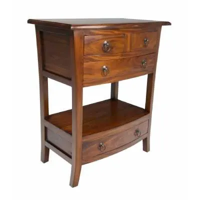 Traditional Dark Wood Mahogany 4 Drawer Open Telephone Side Table