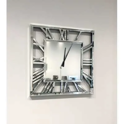 Roman Style Square Mirror Clock 81cm