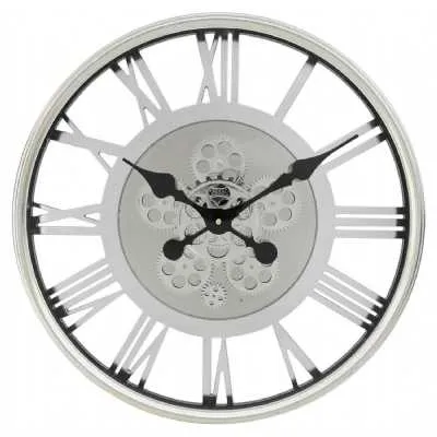 54.5cm Silver Gears Wall Clock