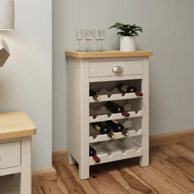 Grey Painted Light Oak Top Wine Cabinet
