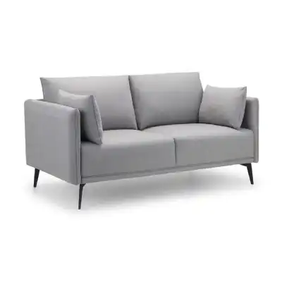 Grey Wool Fabric Modern 2 Seater Sofa Black Metal Legs