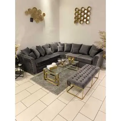 Corner 2C2 Sofa With Scatter Back Cushions Velvet Grey
