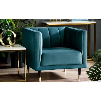 Salma Scalloped Back Chair Teal