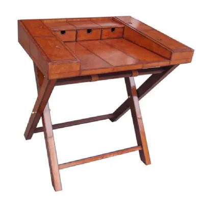 Handcrafted Leather And Brass Writing Desk with Stand