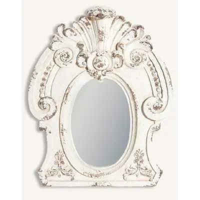 White Ornate Oval Wall Mirror