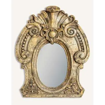 Gold Ornate Oval Shape Wall Mirror