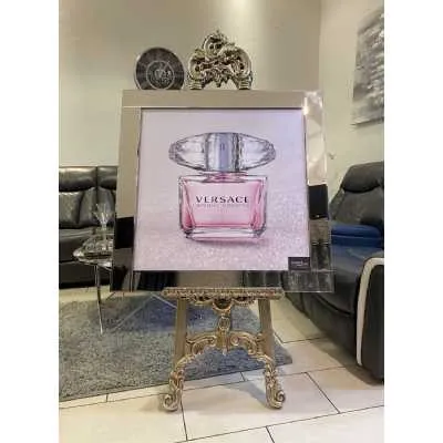 Versace Crystal Perfume Bottle Pink Wall Art Mirror Frame
