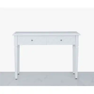 Bravia 2 Drawer Console Table White Wood Mirror Top