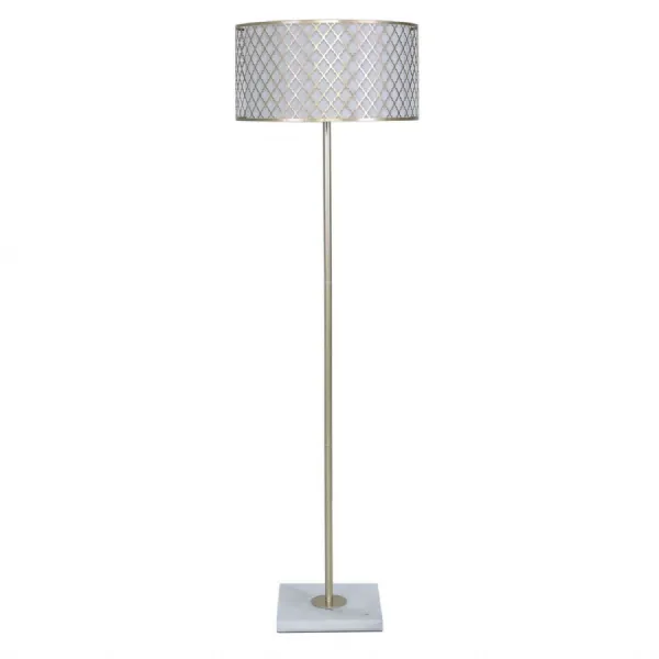 Gold Metal And Marble Floor Lamp With Marrakech Mesh Shade