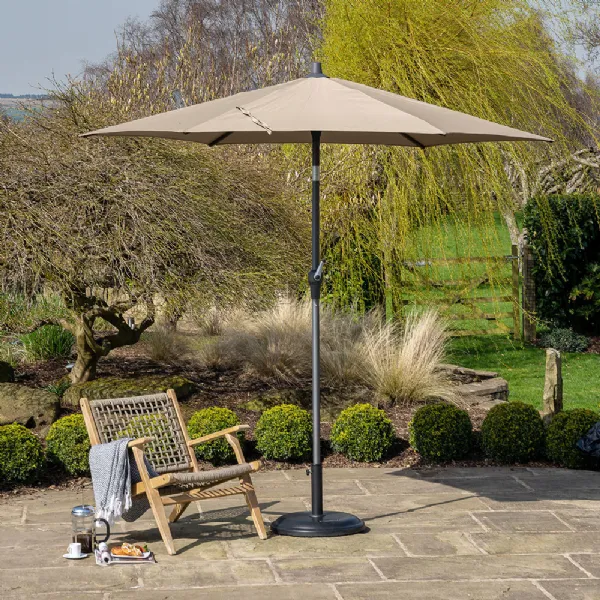 Taupe Polyester 2.5m Round Outdoor Parasol