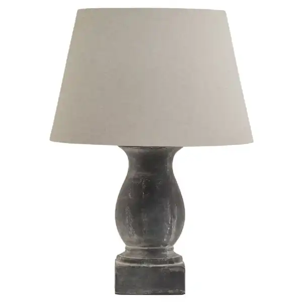 Amalfi Grey Pillar Table Lamp With Linen Shade