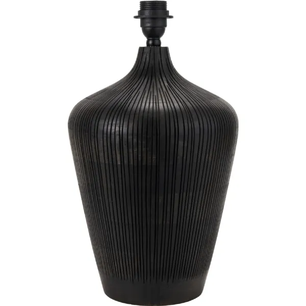 Taika Antique Black Textured Wood Table Lamp