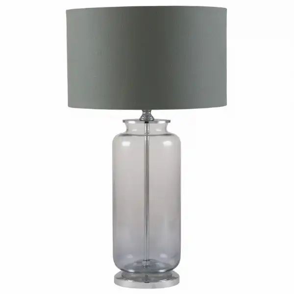 Grey Glass Desk Table Lamp with Grey Cylinder Shade
