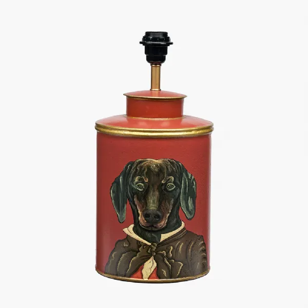 Dachshund Red Hand Painted Metal Table Lamp Base Only