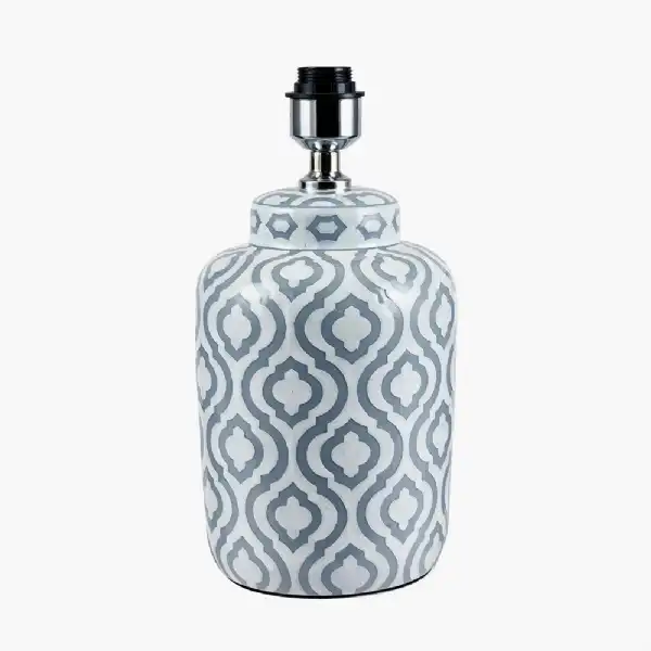 Grey and White Pattern Ceramic Table Lamp