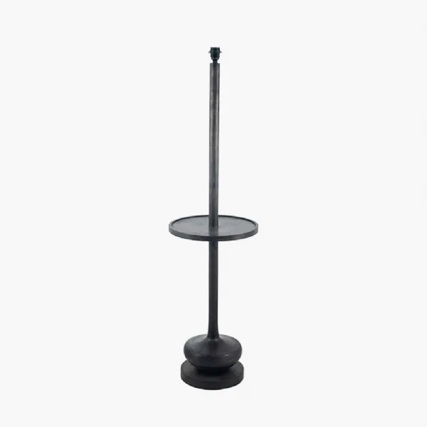 Tall Stick Dark Wash Wood Floor Lamp Base with Table