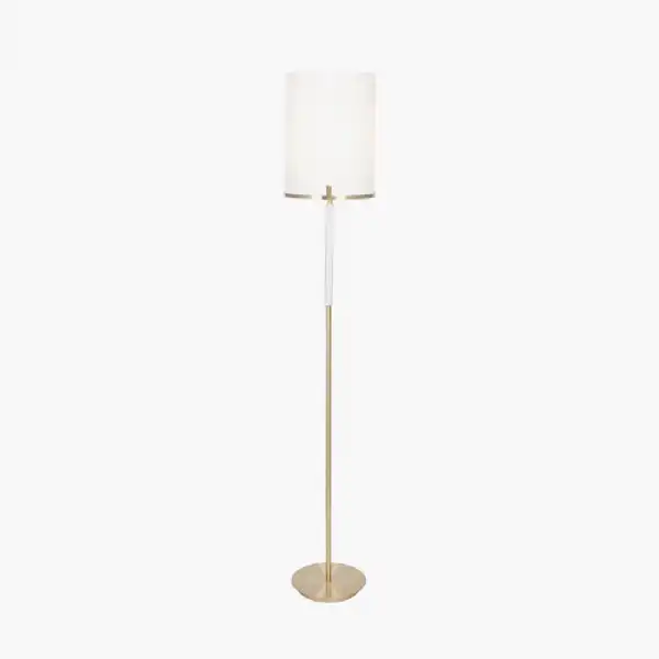 Champagne Gold Metal and Marble Effect Tall 160cm Floor Lamp