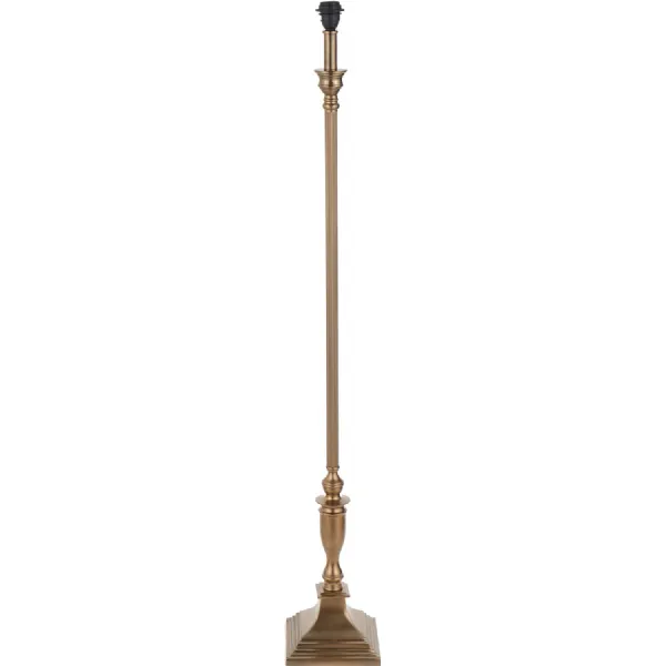 Antique Brass Metal Floor Lamp with Ribbed Detail
